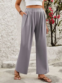 Elastic Waist Wide Leg Pants - Pahabu - Women's Clothing & Shop