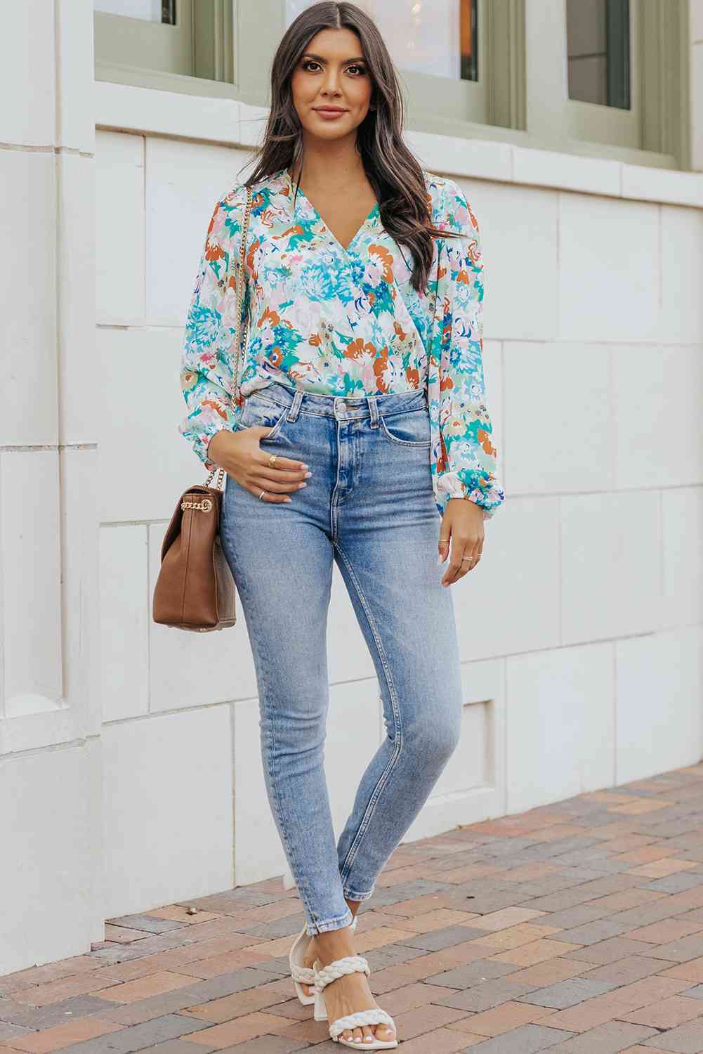 Floral Long Balloon Sleeve Bodysuit - Pahabu - Women's Clothing & Shop