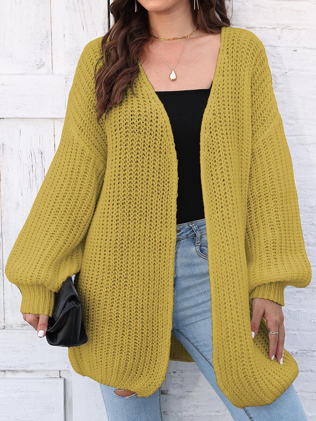 Open Front Dropped Shoulder Longline Cardigan - Pahabu - Women's Clothing & Shop