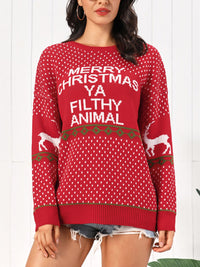 Christmas Element Round Neck Sweater - Pahabu - Women's Clothing & Shop