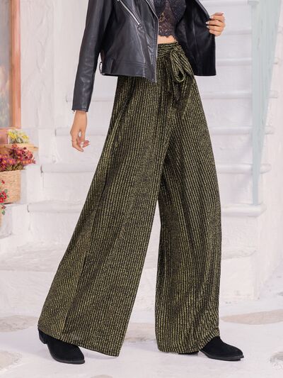 Ribbed Tied Wide Leg Pants - Pahabu - Women's Clothing & Shop