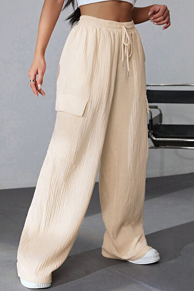 Drawstring Pocketed Wide Leg Pants - Pahabu - Women's Clothing & Shop