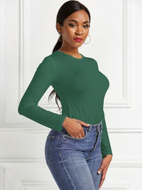 Round Neck Long Sleeve Bodysuit - Pahabu - Women's Clothing & Shop