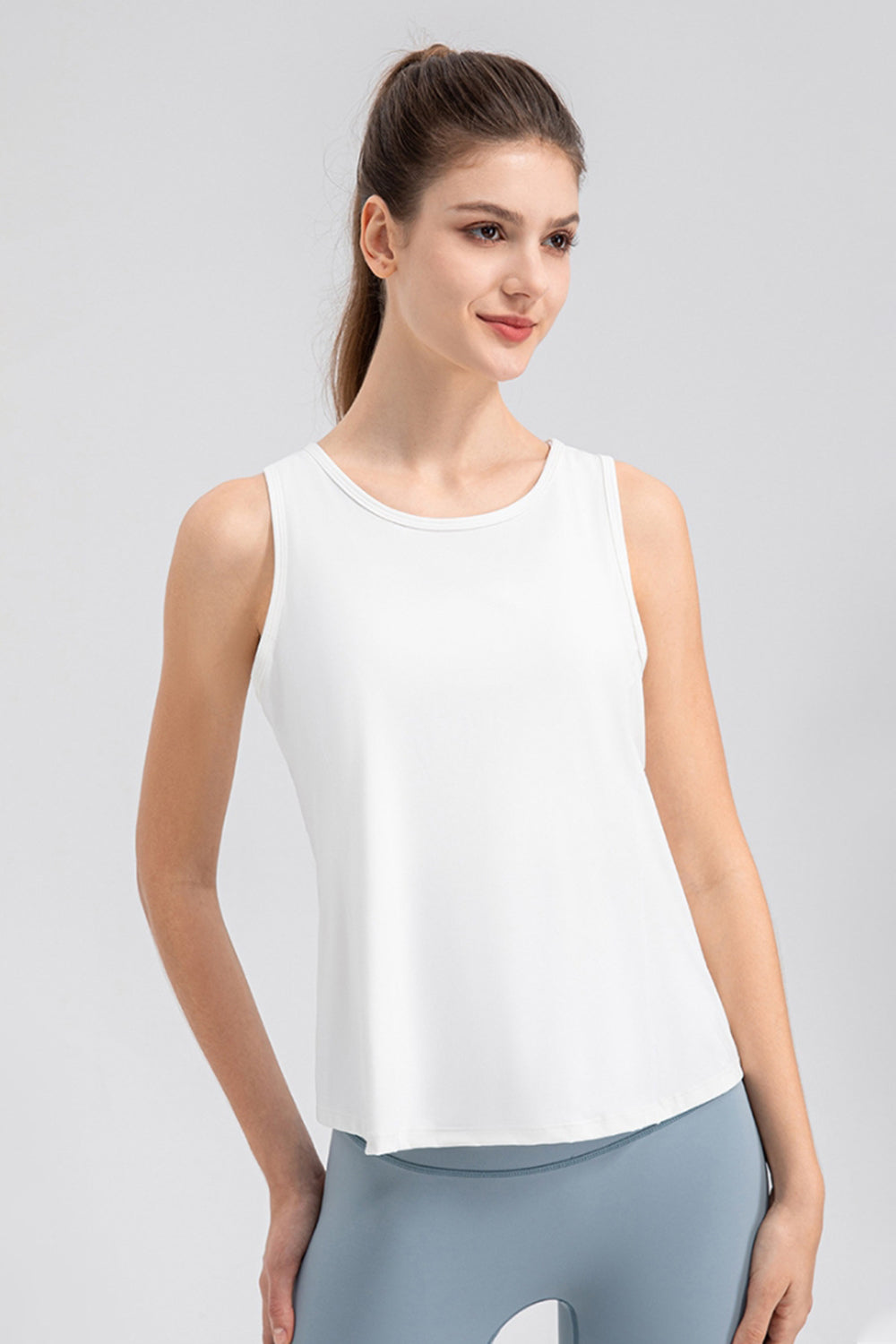 Wide Strap Round Neck Active Tank - Pahabu - Women's Clothing & Shop