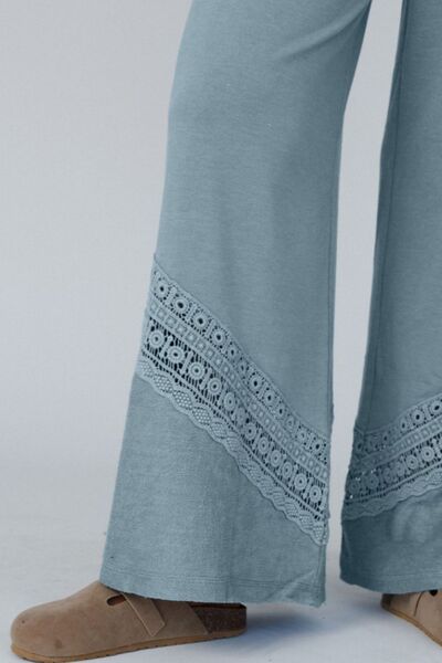 Lace Detail Wide Leg Pants - Pahabu - Women's Clothing & Shop