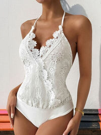 Perfee Halter Neck Lace Bodysuit - Pahabu - Women's Clothing & Shop