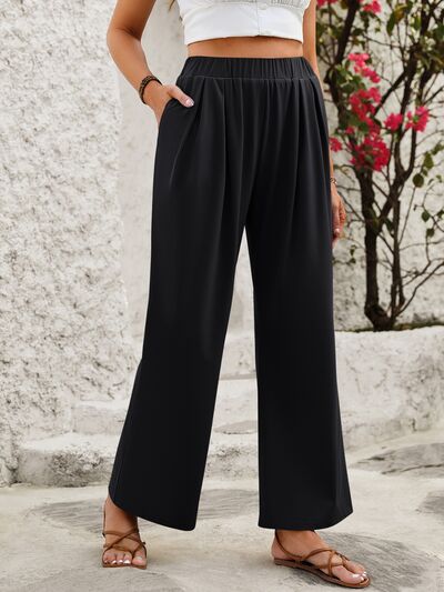Elastic Waist Wide Leg Pants - Pahabu - Women's Clothing & Shop