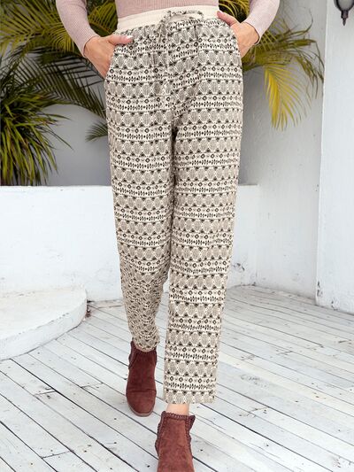 Ivy Lane Tied Printed Pants with Pockets - Pahabu - Women's Clothing & Shop