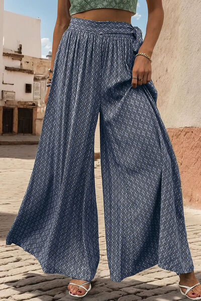 Perfee Printed Tied Wide Leg Pants - Pahabu - Women's Clothing & Shop