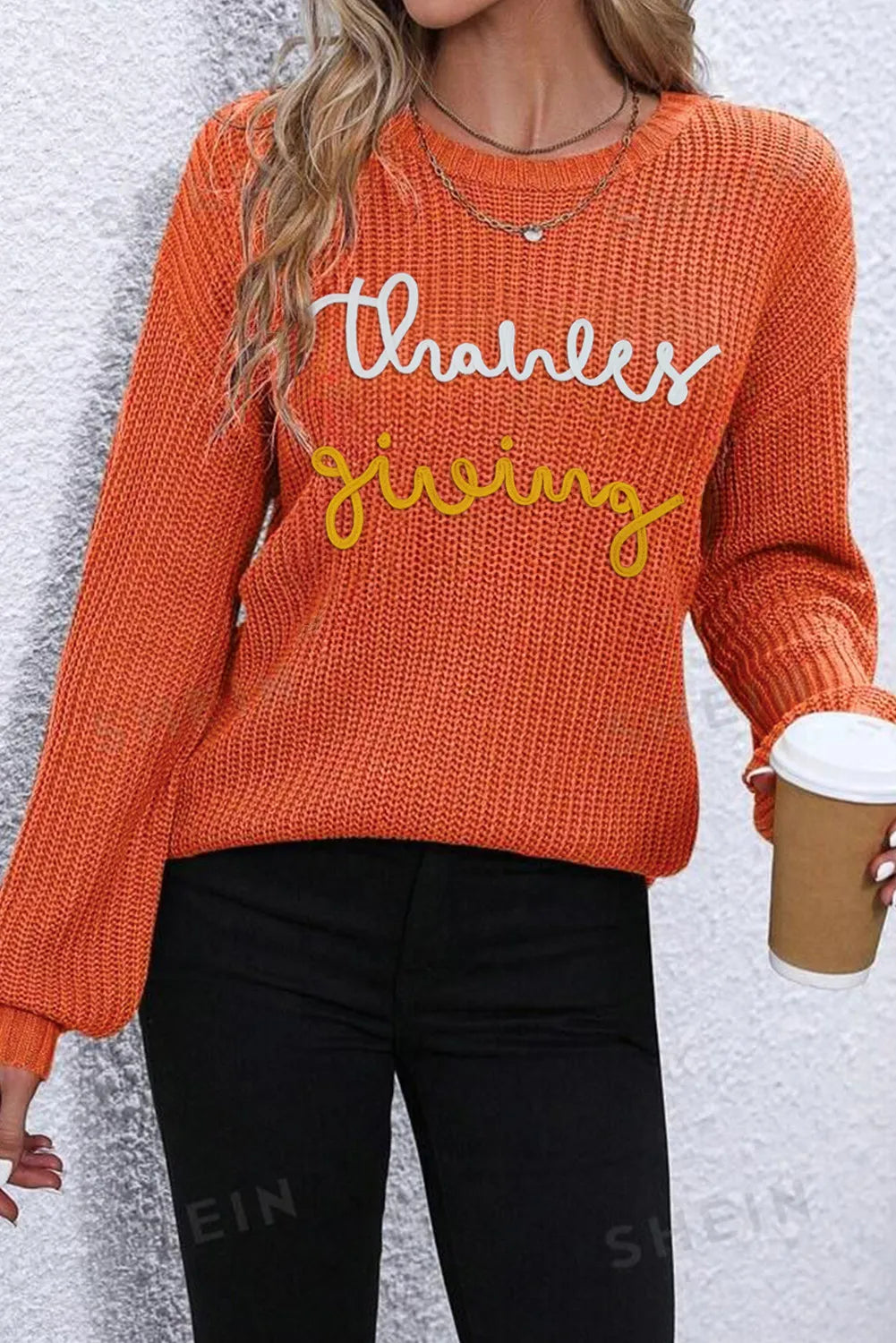 THANKSGIVING Round Neck Long Sleeve Sweater - Pahabu - Women's Clothing & Shop