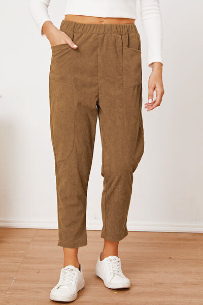 Pocketed Elastic Waist Pants - Pahabu - Women's Clothing & Shop