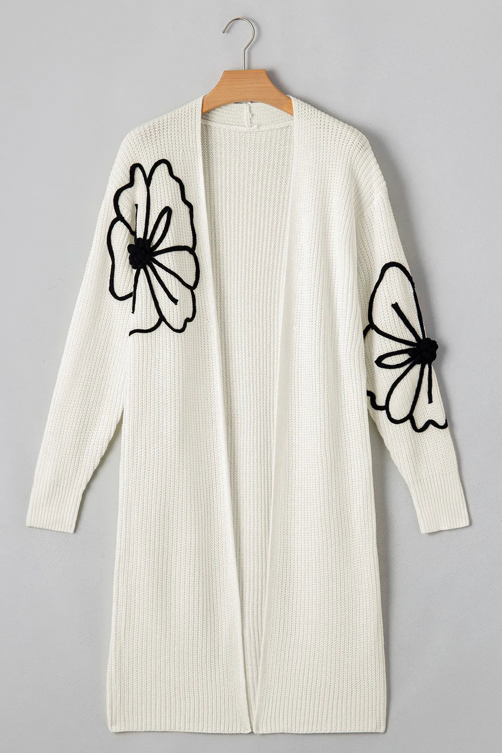 Full Size Flower Open Front Long Sleeve Cardigan - Pahabu - Women's Clothing & Shop