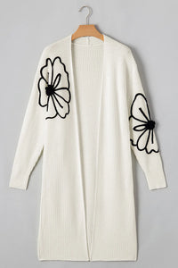 Full Size Flower Open Front Long Sleeve Cardigan - Pahabu - Women's Clothing & Shop
