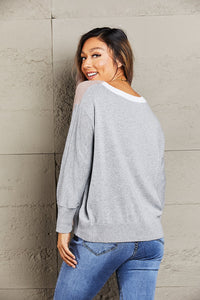 Color Block V-Neck Ribbed Trim Sweater - Pahabu - Women's Clothing & Shop