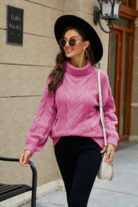 Cable-Knit Turtleneck Sweater - Pahabu - Women's Clothing & Shop