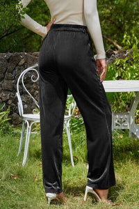 Velvet Wide Leg Pants with Pockets - Pahabu - Women's Clothing & Shop