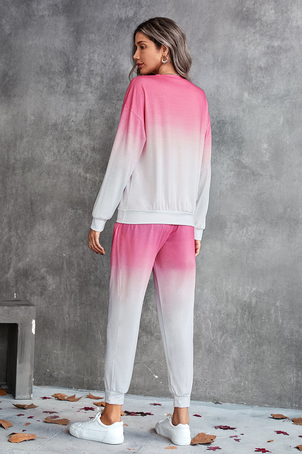 Gradient Round Neck Sweatshirt and Joggers Set - Pahabu - Women's Clothing & Shop