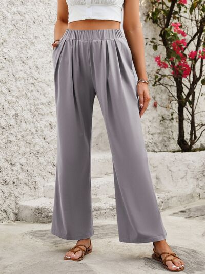 Elastic Waist Wide Leg Pants - Pahabu - Women's Clothing & Shop