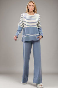 Basic Bae Striped Round Neck Long Sleeve Top and Pants Sweater Set - Pahabu - Women's Clothing & Shop