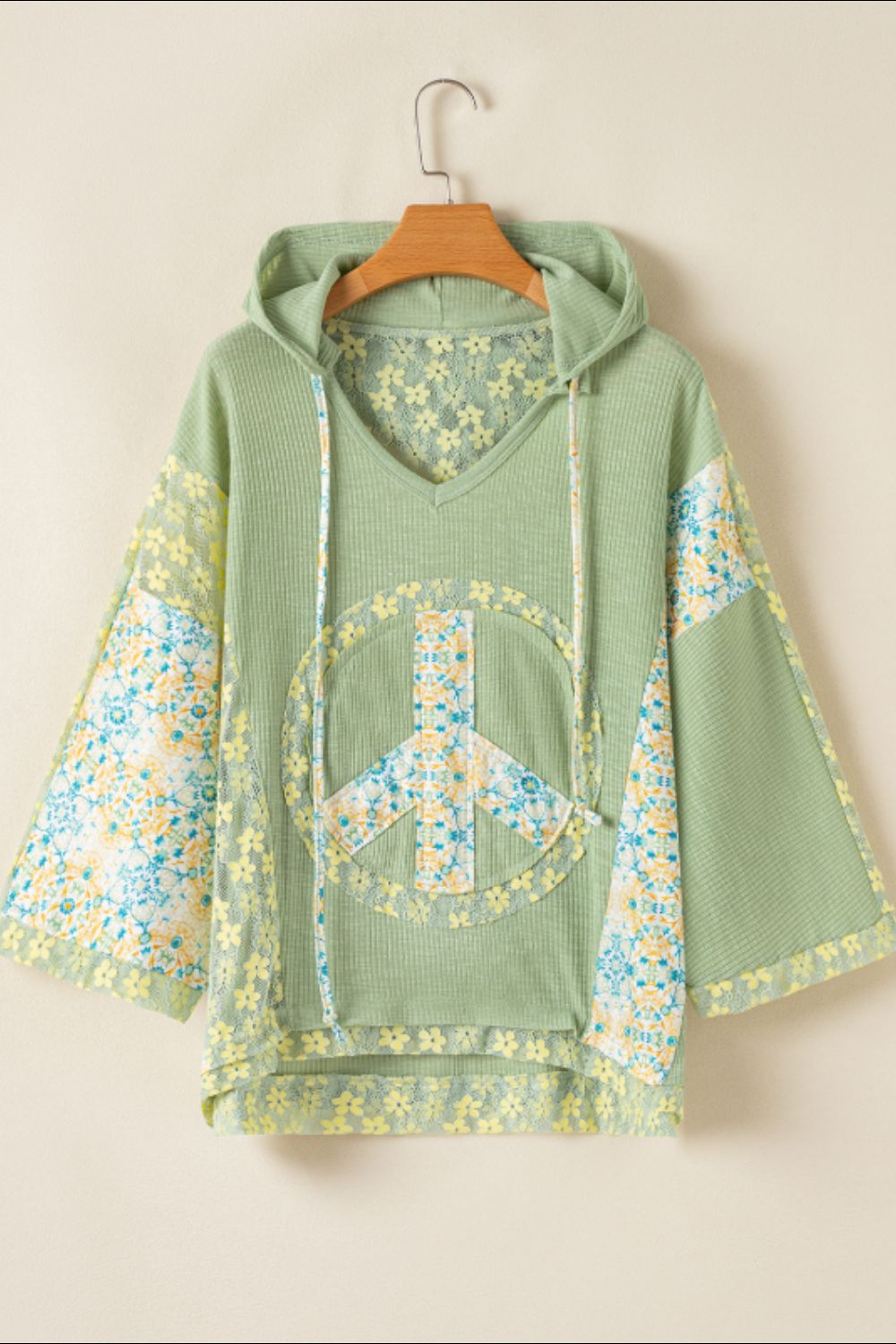 Peace Patch Batwing Sleeve Hooded Blouse - Pahabu - Women's Clothing & Shop