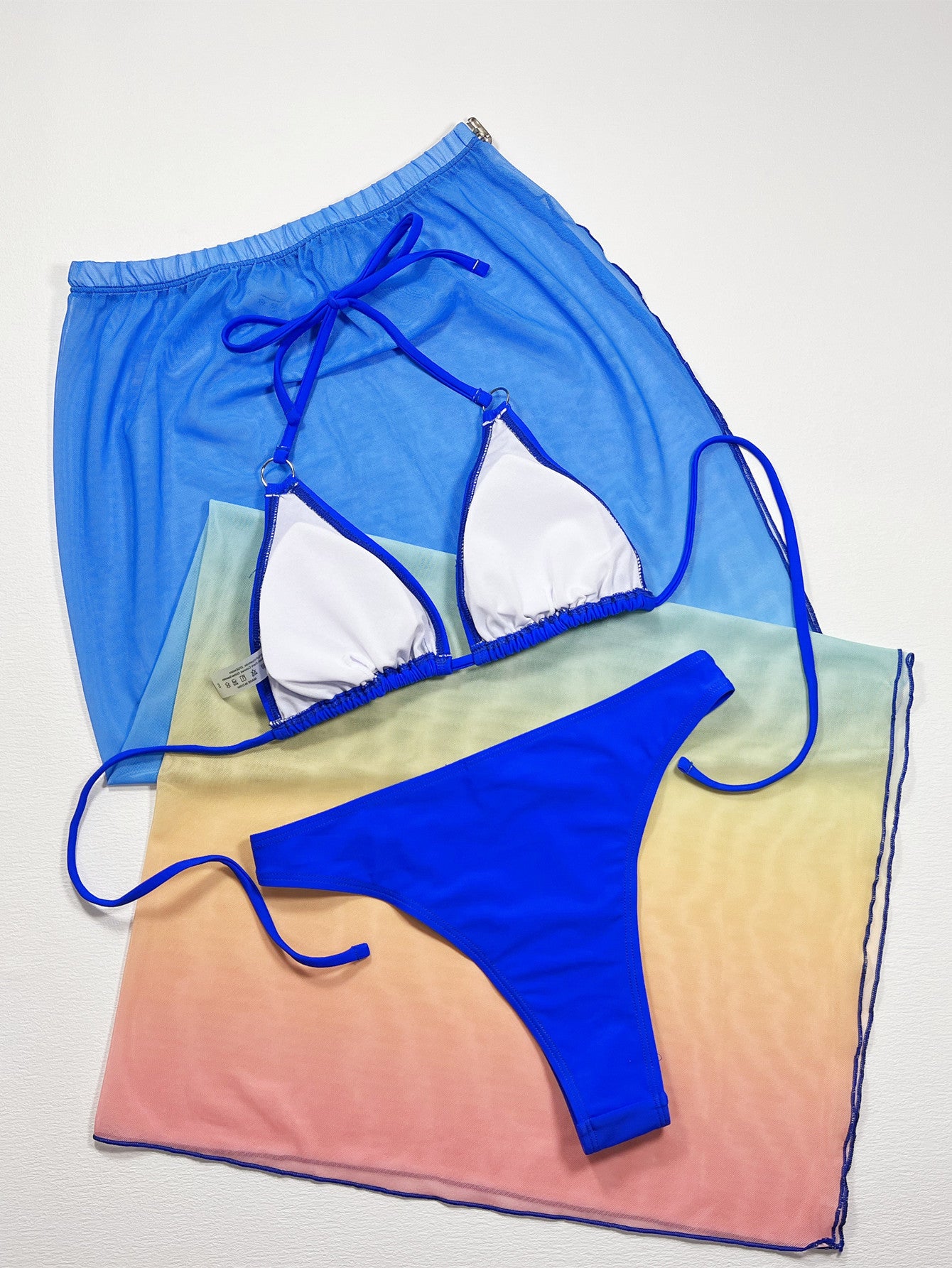 Gradient Halter Neck Three-Piece Swim Set - Pahabu - Women's Clothing & Shop