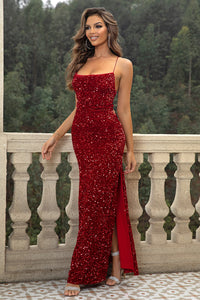 Sequin Backless Split Maxi Dress - Pahabu - Women's Clothing & Shop