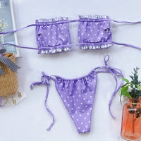 Frill Trim Ruched Bikini Set - Pahabu - Women's Clothing & Shop