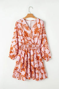 Smocked Printed Long Sleeve Mini Dress - Pahabu - Women's Clothing & Shop