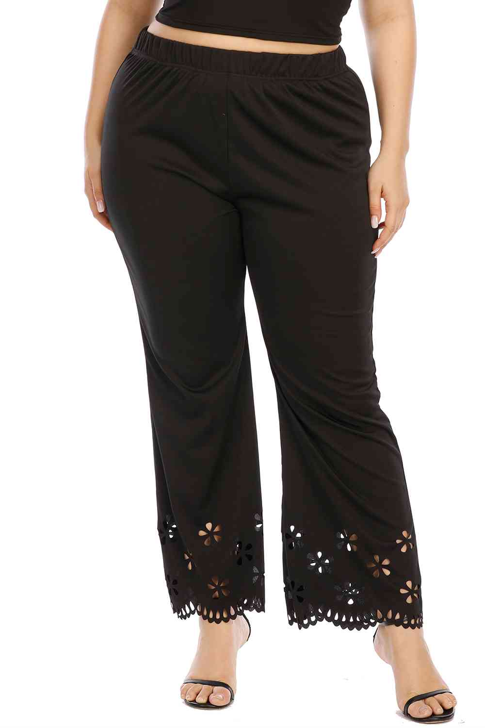 Plus Size Openwork Detail Pants - Pahabu - Women's Clothing & Shop