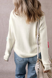 Crochet Flower V-Neck Long Sleeve Sweater - Pahabu - Women's Clothing & Shop