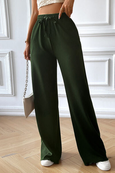 Devine Drawstring Wide Leg Pants with Pocketed - Pahabu - Women's Clothing & Shop