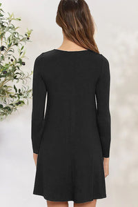Round Neck Long Sleeve Mini Dress - Pahabu - Women's Clothing & Shop