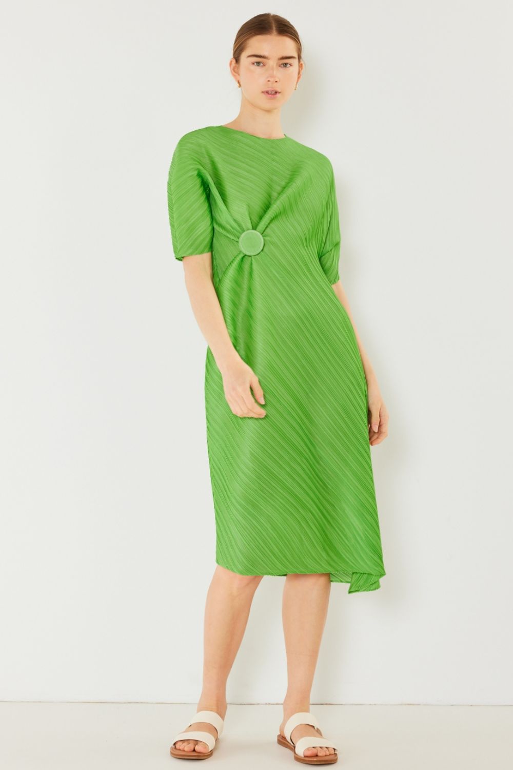 Marina West Swim Pleated Dolman Sleeve Dress