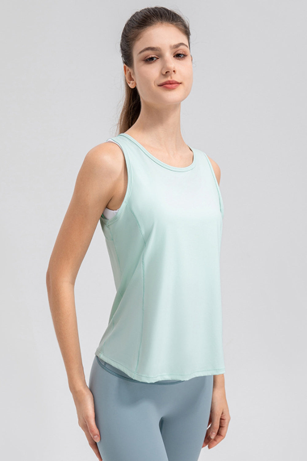 Wide Strap Round Neck Active Tank - Pahabu - Women's Clothing & Shop