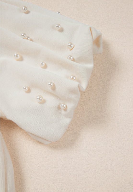 Pearl Detail Round Neck Half Sleeve Blouse - Pahabu - Women's Clothing & Shop