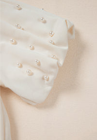 Pearl Detail Round Neck Half Sleeve Blouse - Pahabu - Women's Clothing & Shop