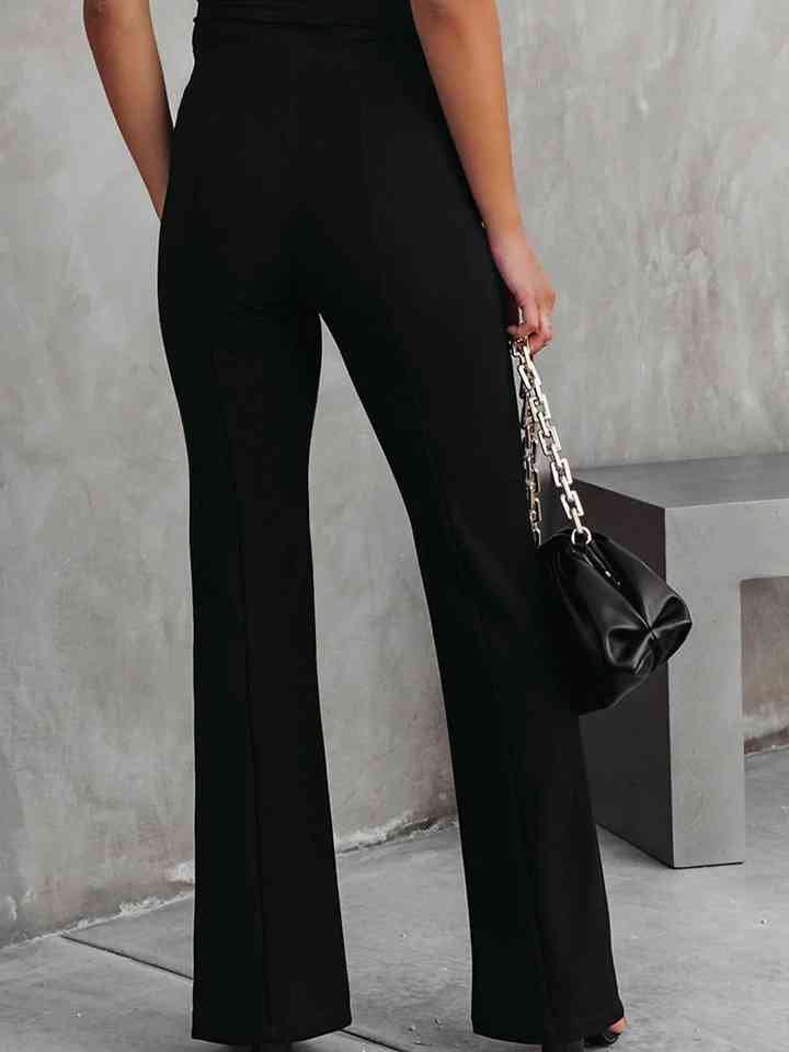 Front Slit Flare Leg Pants - Pahabu - Women's Clothing & Shop