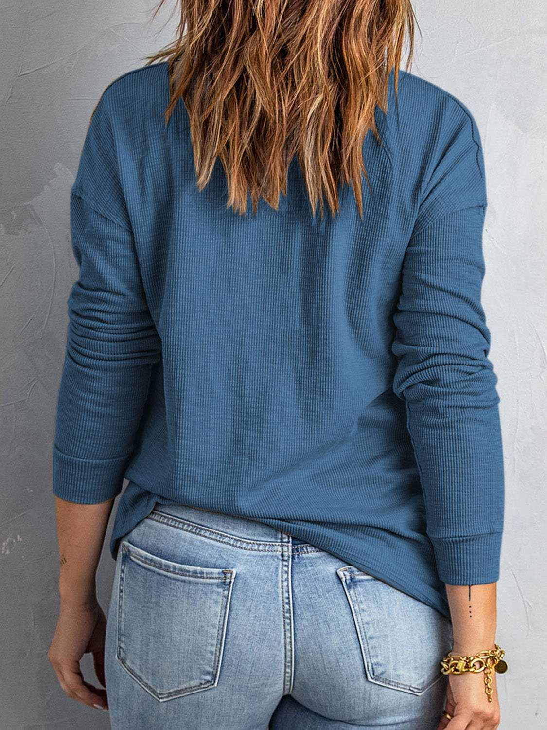 Collared Neck Half Button Top - Pahabu - Women's Clothing & Shop