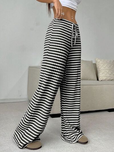 Tied Striped Wide Leg Pants - Pahabu - Women's Clothing & Shop