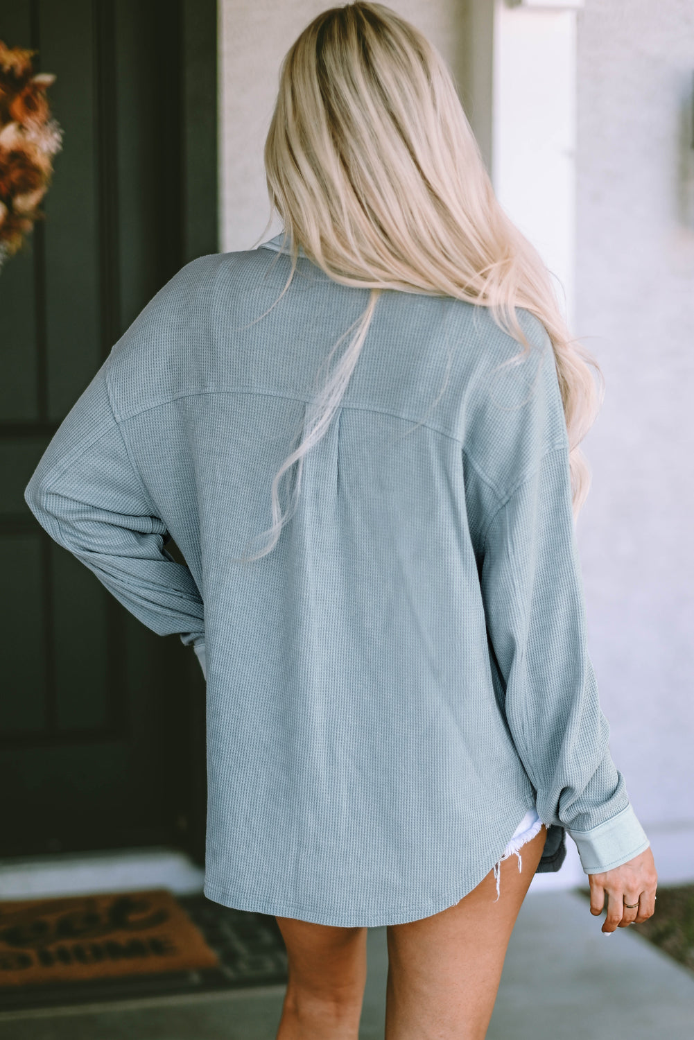 Button Down Drop Shoulder Jacket - Pahabu - Women's Clothing & Shop