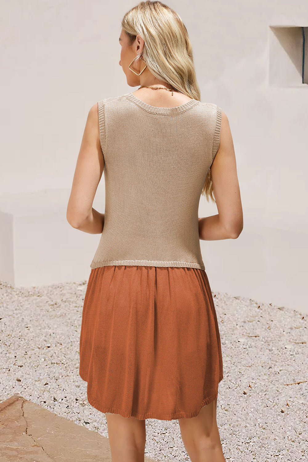 Ruched Round Neck Sleeveless Knit Dress - Pahabu - Women's Clothing & Shop