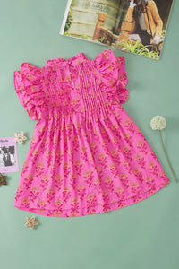 Ruffled Printed Mock Neck Cap Sleeve Blouse - Pahabu - Women's Clothing & Shop