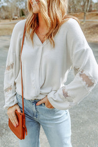 V-Neck Dropped Shoulder Blouse - Pahabu - Women's Clothing & Shop