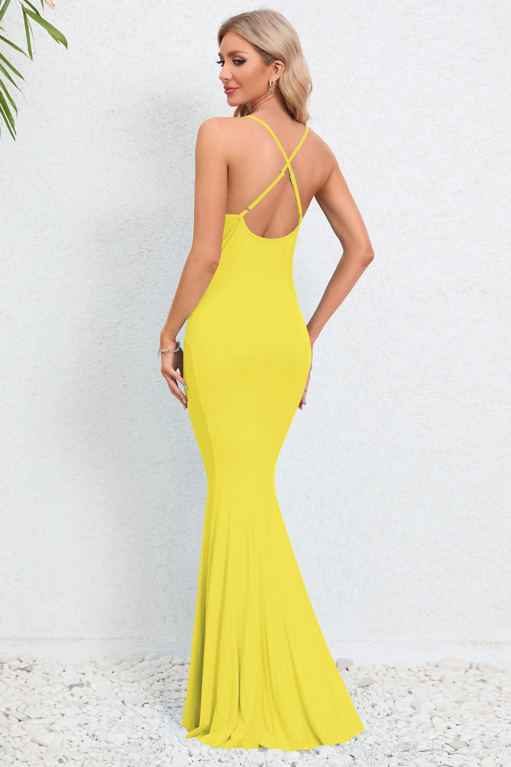 Crisscross Spaghetti Strap Fishtail Dress - Pahabu - Women's Clothing & Shop