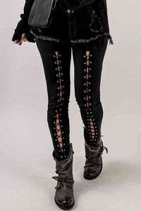 Grommet Lace Up Leggings - Pahabu - Women's Clothing & Shop