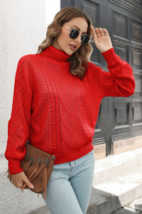 Cable-Knit Turtleneck Sweater - Pahabu - Women's Clothing & Shop