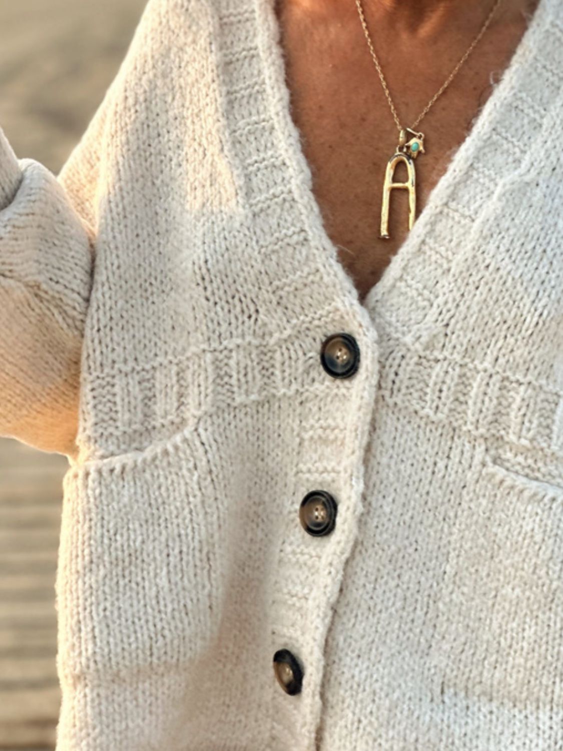 Pocketed V-Neck Button Up Cardigan - Pahabu - Women's Clothing & Shop
