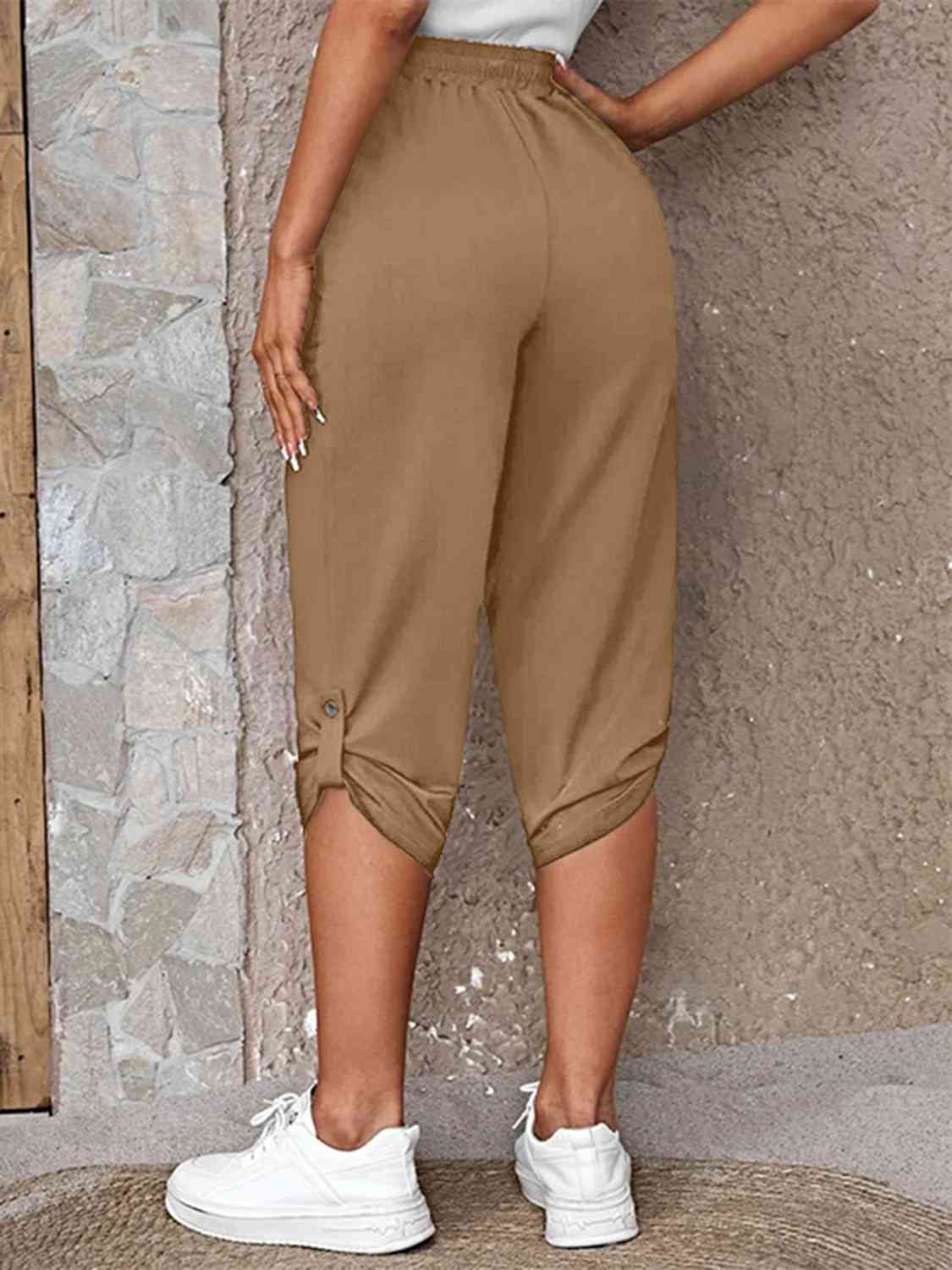 Full Size Roll-Tab Capris Pants - Pahabu - Women's Clothing & Shop
