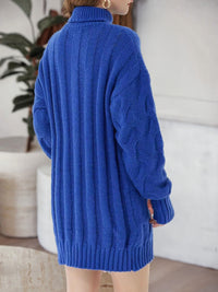 Cable-Knit Turtleneck Sweater Dress - Pahabu - Women's Clothing & Shop