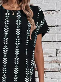 Printed Round Neck Short Sleeve Dress - Pahabu - Women's Clothing & Shop